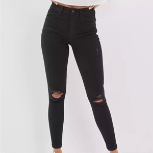 American Eagle Super Stretch X Jegging - Black Ripped Denim